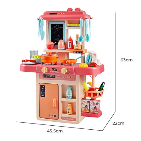 Juego Cocina Infantil Sonido Luz Canilla Agua 36 Accesorios Rosa