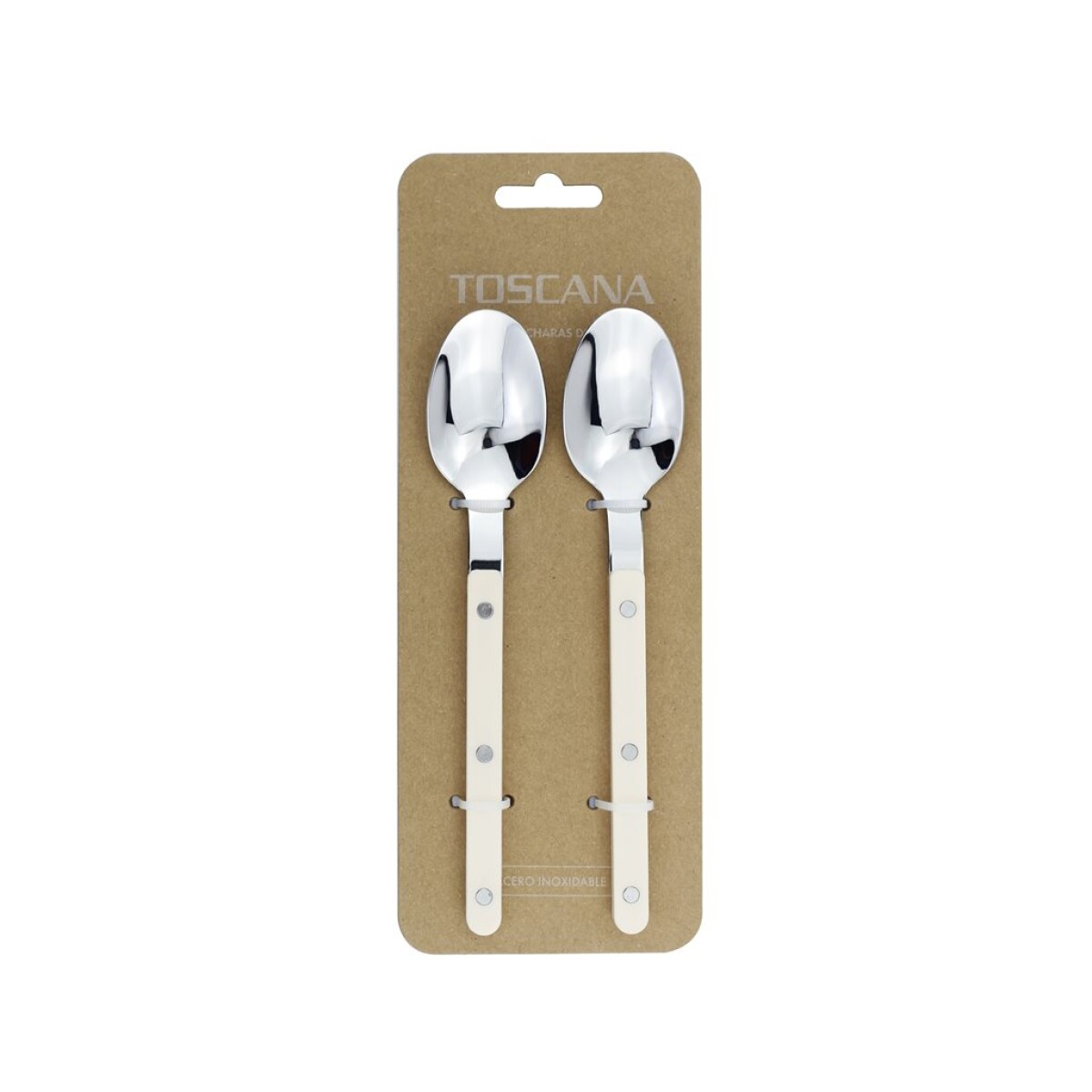 Set 2 Cucharas de Té Selecta Toscana 18 cm Mango Beige 