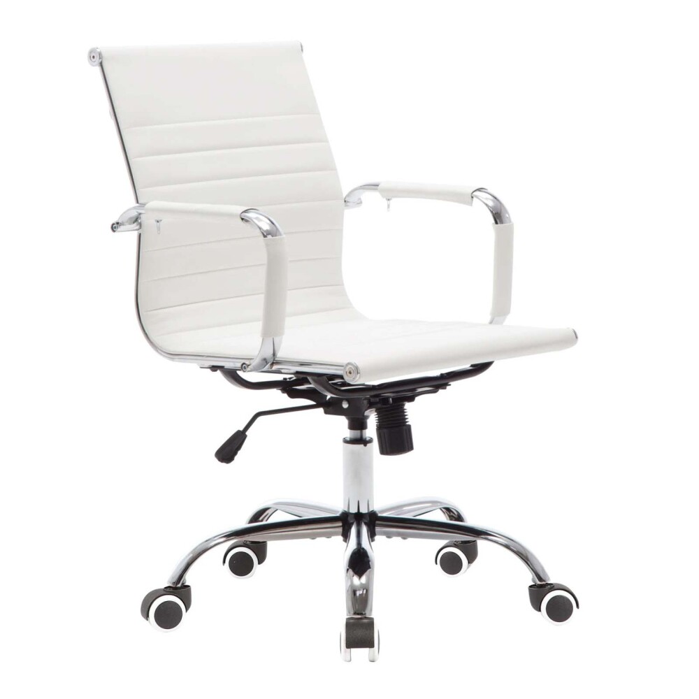 SILLA DE ESCRITORIO SIMIL-CUERO BLANCO D-101