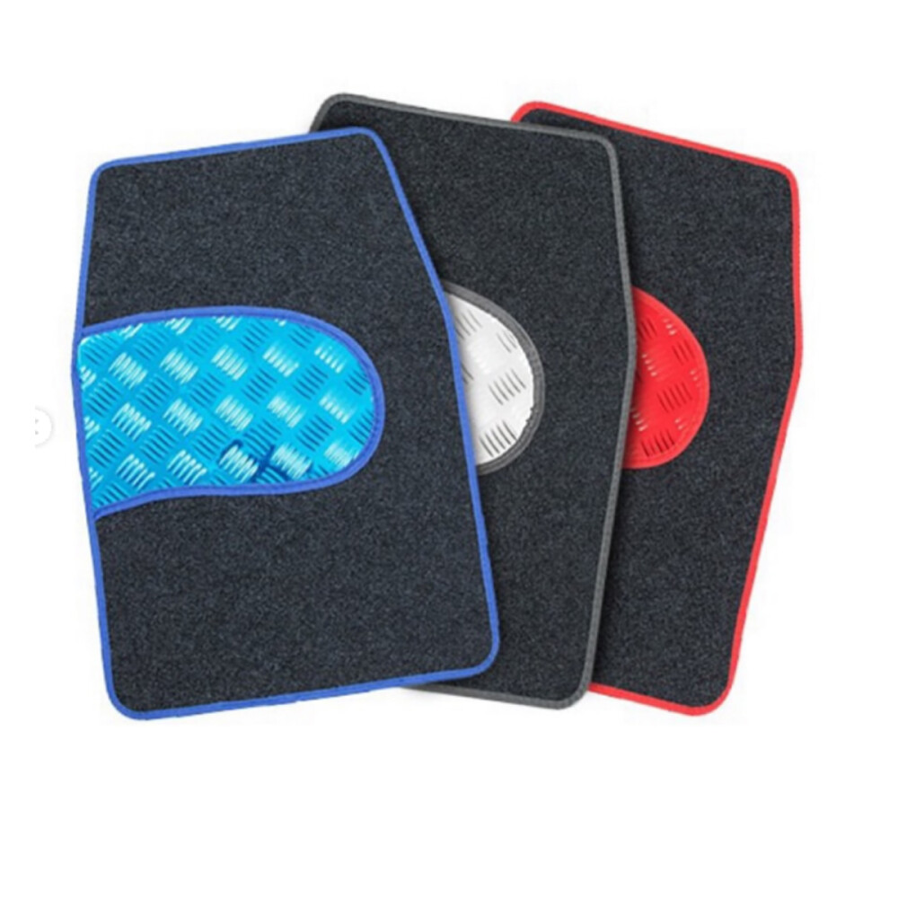 Alfombra De Auto Con Metalizado Set De 4 Piezas Azul
