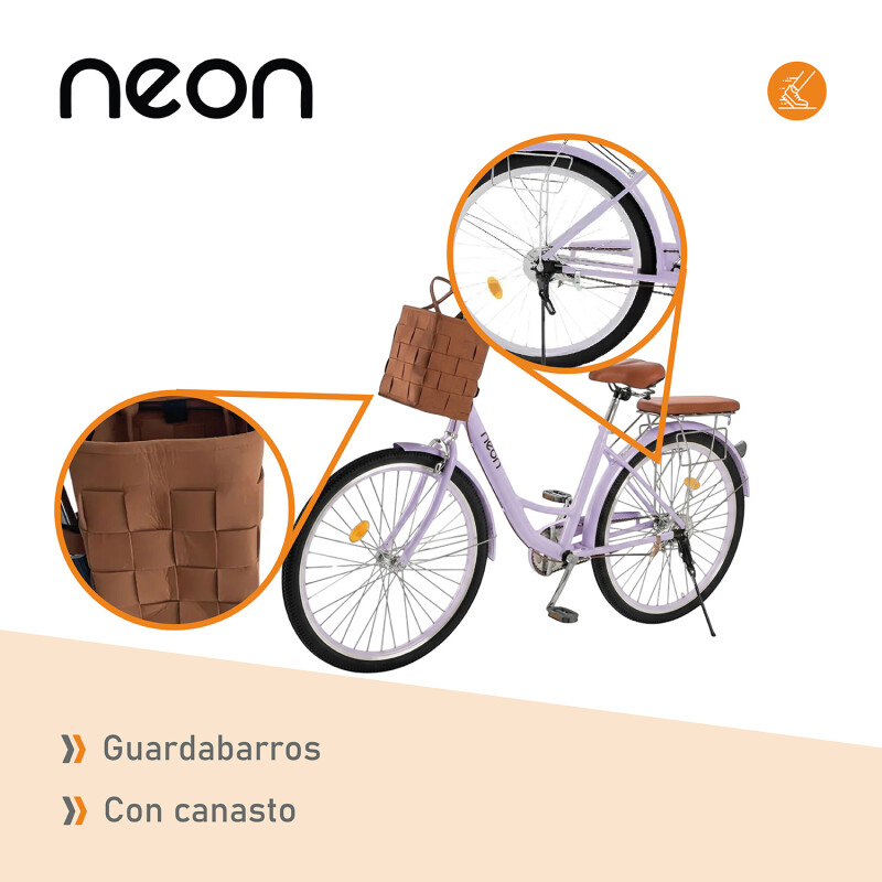 Bicicleta Urbana Rodado 26 con Canasto Vintage Violeta