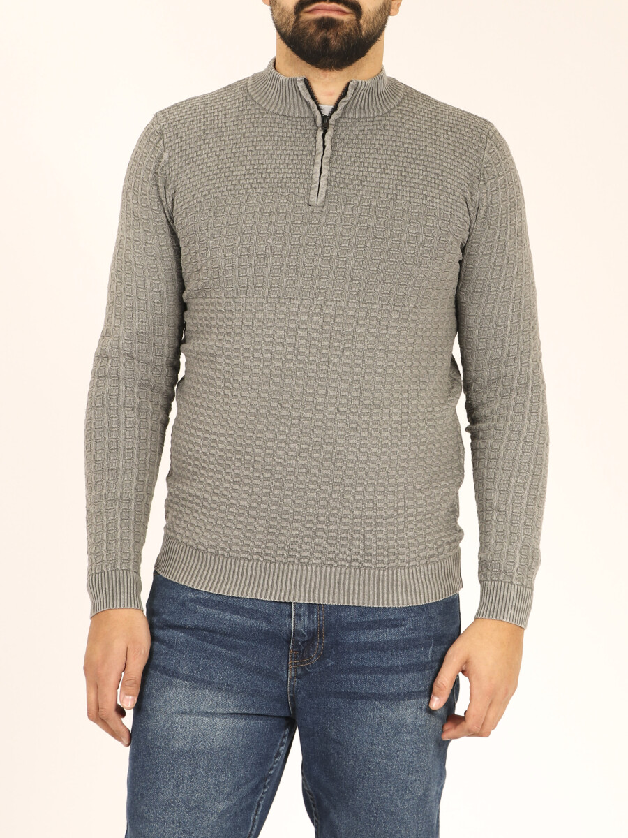 Sweater Medio Cierre Feraud - Gris 