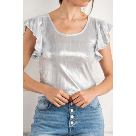 Remera Manga Volado Plata