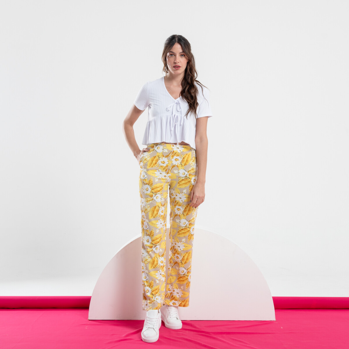 PANTALON ROCIO - ESTAMPADO BEIGE Y AMARILLO 