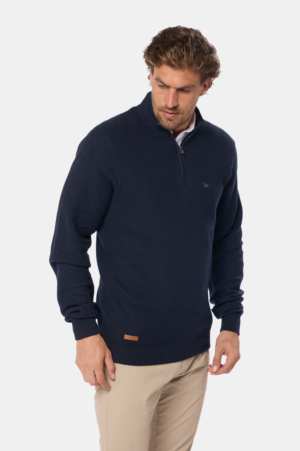 BUZO TEXTURADO MEDIO CIERRE Azul