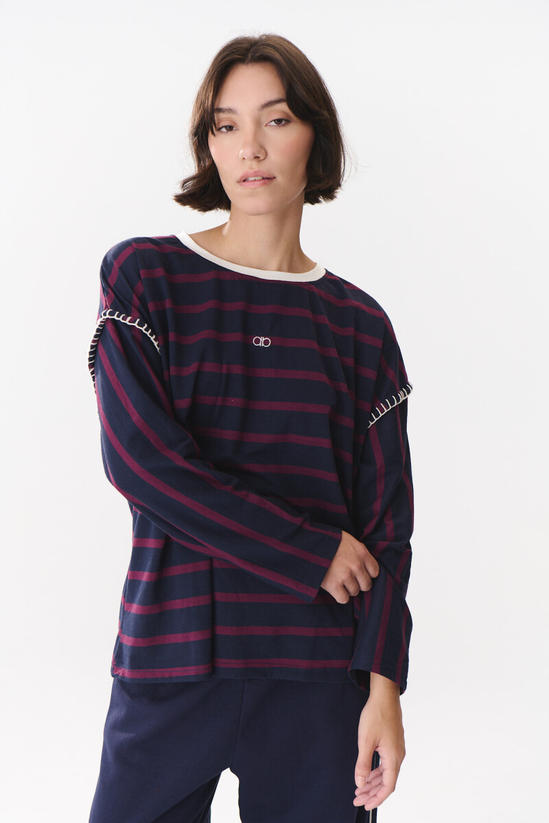 Remera Gear Rayas bordó