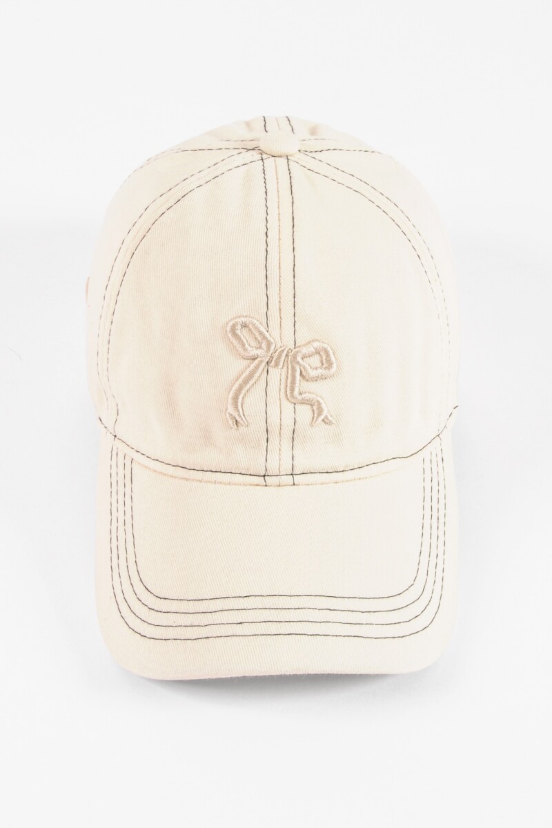 Cap moña pespuntes crudo