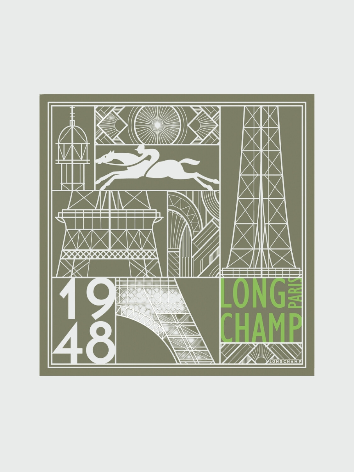 Longchamp - Pañuelo de seda estampado 50X50cm Verde