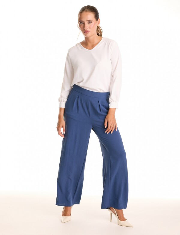 Palazzo Wide Leg Pinzas AZUL