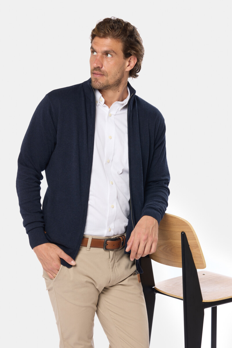CAMPERA TEJIDA DE ALGODÓN - Azul 