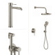 Juego Grifería Brushed Nickel Con Ducha Higiénica