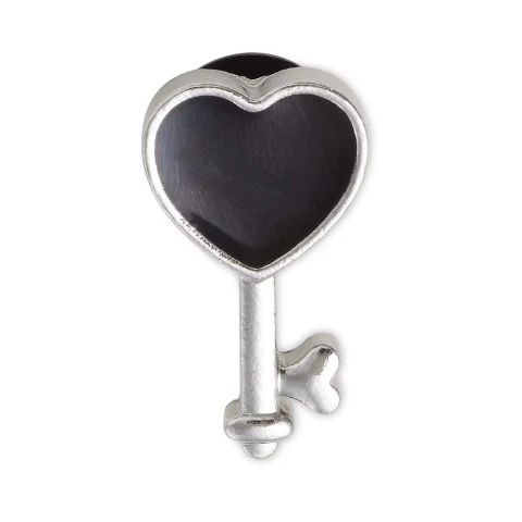 Jibbitz Silver and Black Heart Key Multicolor