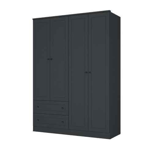 Ropero Americano PLUS 4 puertas 2 cajones - 100%MDF Gris