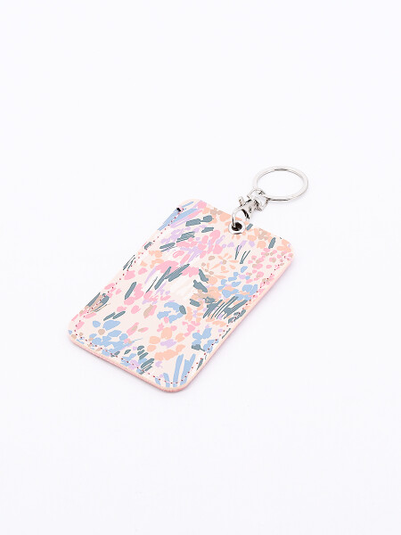 LLAVERO PORTA TARJETA FLOWER ROSADO