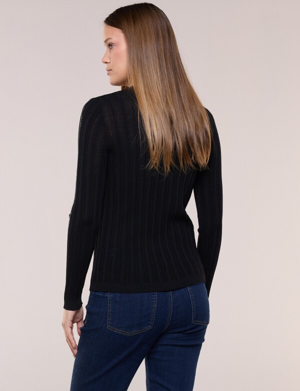 Blusa Entallada Con Detalles Tornasolados NEGRO