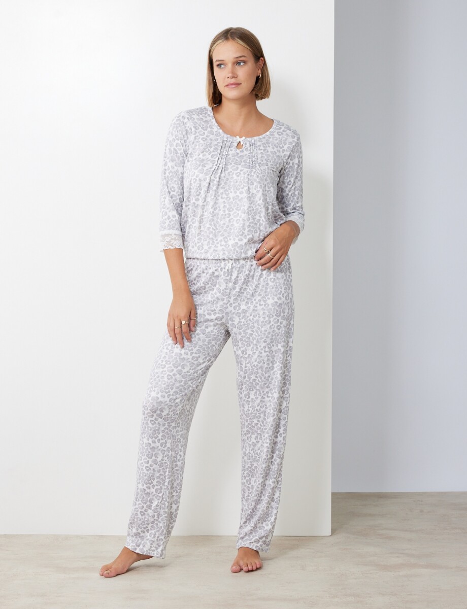 Set Pijama Remera & Pantalon - Gris/multi 