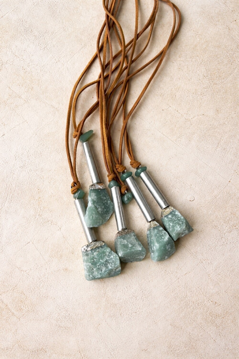 Raw Stone Necklace Verde Agua