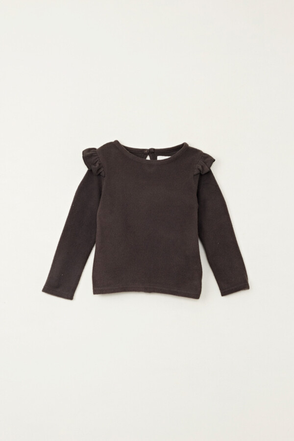 Remera lanilla volado en hombros Gris Oscuro