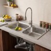 Pileta de cocina Lumax Acero Doble Canilla flexible 78x42 cm Plata