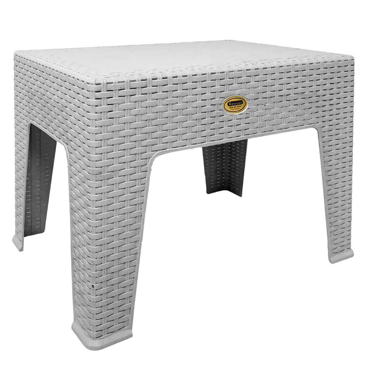Mesa Ratona Auxiliar Jardín Patio Rattan Exterior UV - Blanco 