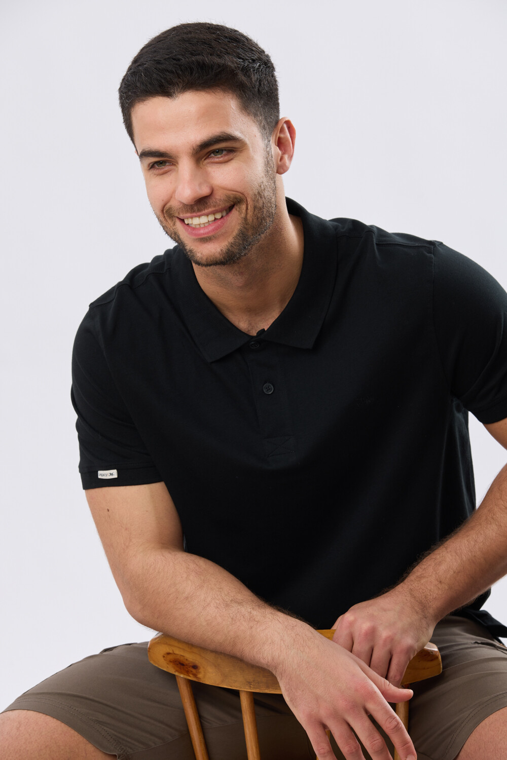 REMERA POLO LISA JERSEY Negro