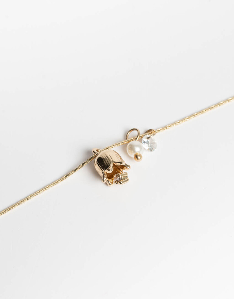 Cadena Corta con Dije Strass Collar Con Dije Tulipán - Dorado