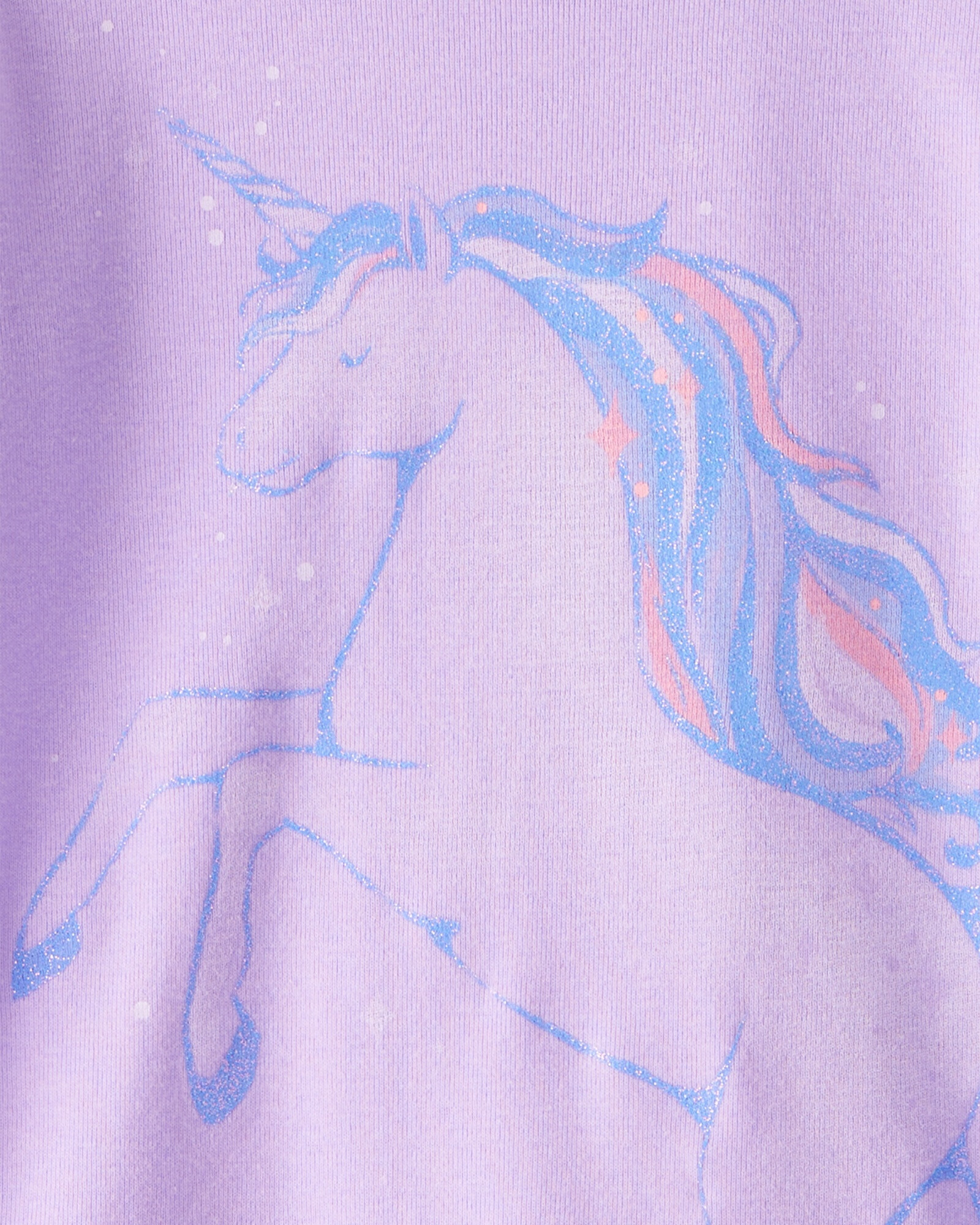 Pijama cuatro piezas de algodón, dos remeras manga larga y dos pantalones, diseño unicornios Sin color