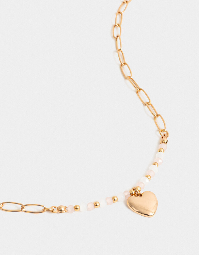 Cadena Corta con Dije Con Piedra Natural Collar Corto Bañado En Oro Con Piedra Natural - Dorado