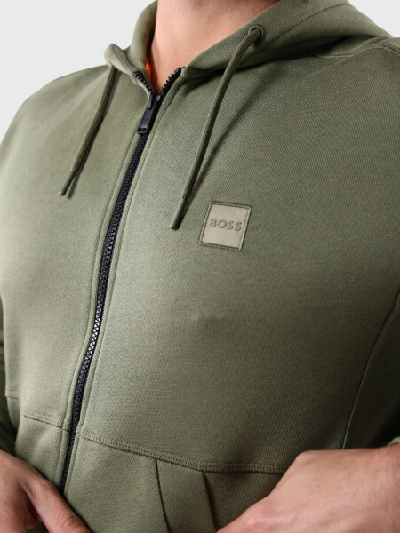 BOSS - Campera de punto Jersey Jacket Flat Verde