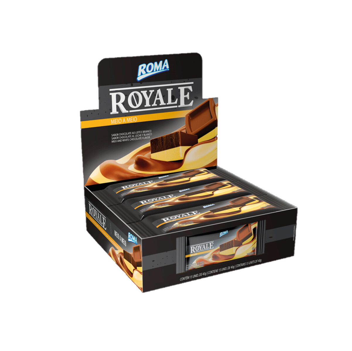 CHOCOLATE ROMA ROYALE 40GRS MEDIO Y MEDIO 