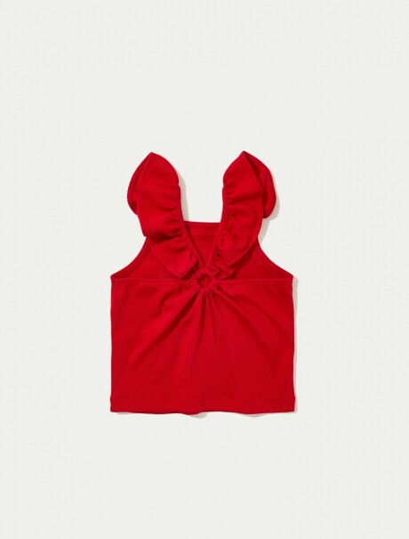 BLUSA INFANTIL MANGA CORTA CON VOLADOS ROJO