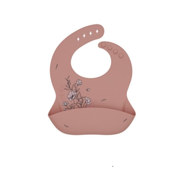 Babero Silicona Platinum Flores Kikkaboo Rosa