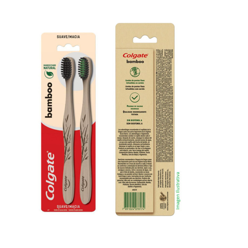 COLGATE CEPILLO BAMBOO X 2 PACK X 2 UNID única