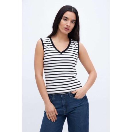 Musculosa Moira Rayas negra