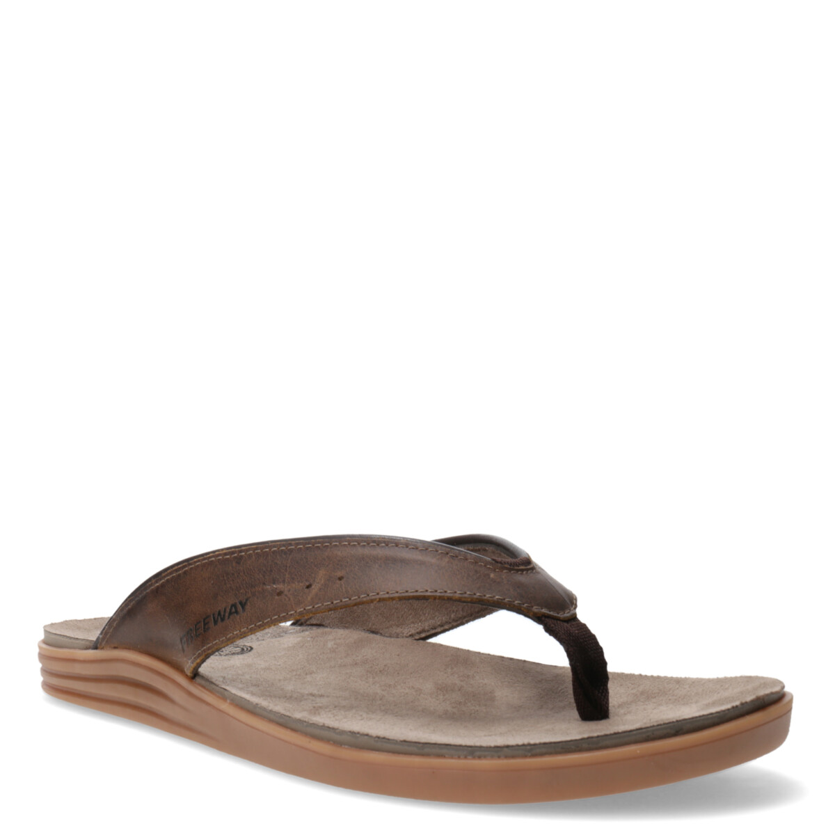 Sandalias de Hombre Freeway Ojota Casual - Marrón Habana (Cuero Graso) 