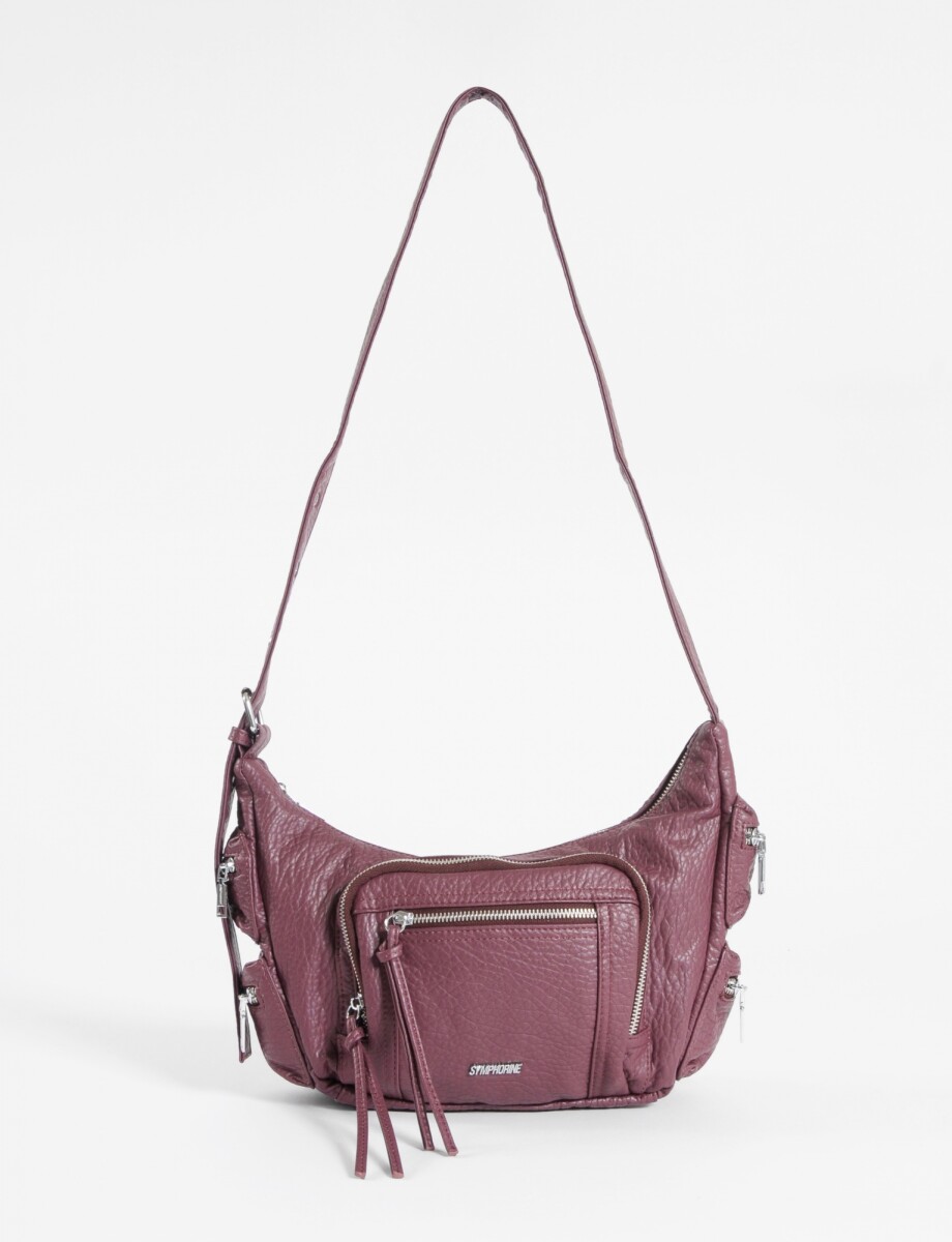 Bandolera con múltiples bolsillos - bordo 