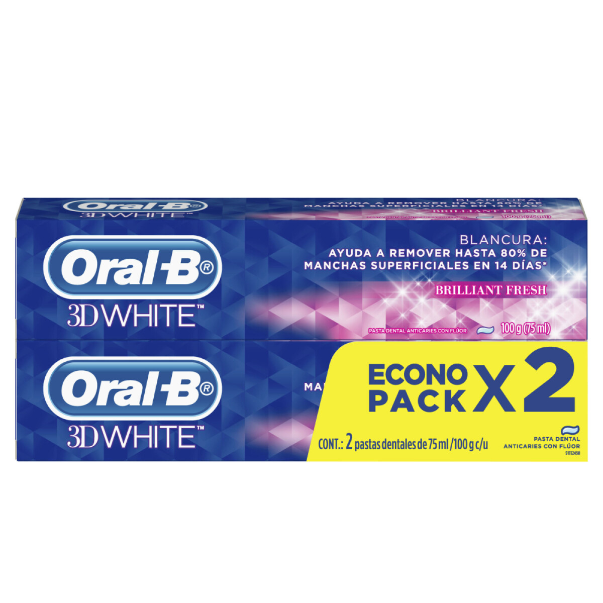 Pasta de Dientes Oral B Pack 3D White Brilliant 2 Unidades 