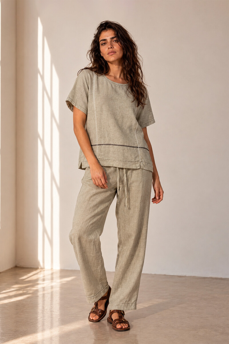 PANTALON LINO NET BEIGE