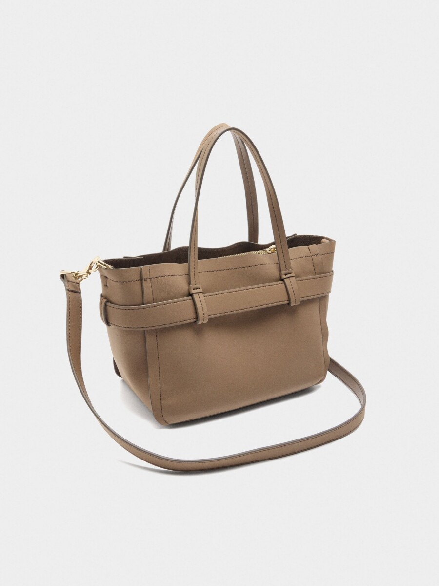 Bolso Tote Con Cinturón Y Colgante camel