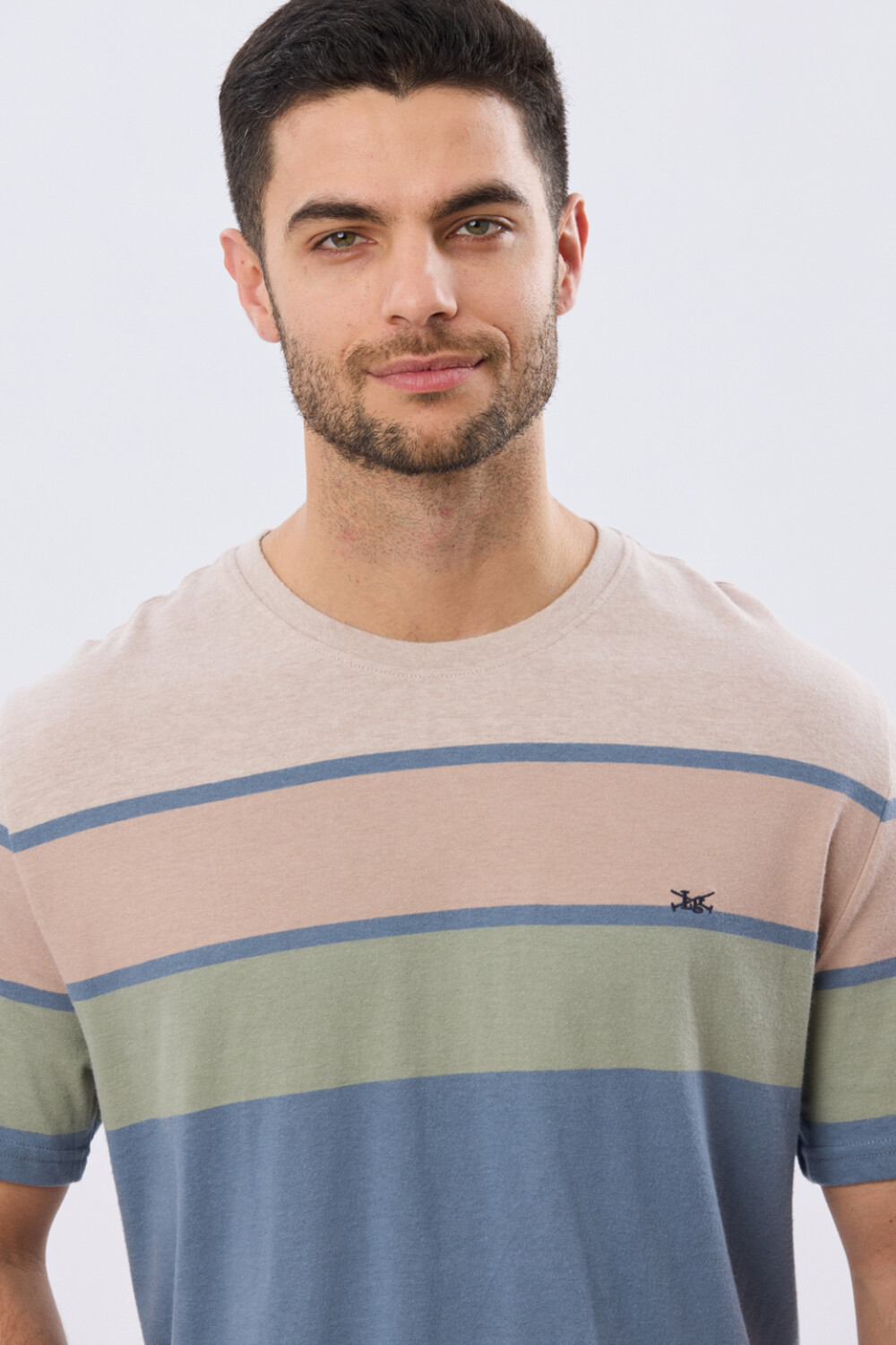 REMERA RAYADA DE ALGODÓN Beige