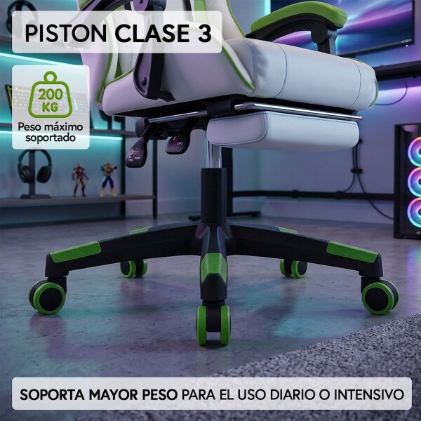 Silla Gamer Ergonomica Escritorio Reclinable con Apoyapies Soporta 200kg IMBACK Color Blanco y Verde Silla Gamer Ergonomica Escritorio Reclinable con Apoyapies Soporta 200kg IMBACK Color Blanco y Verde