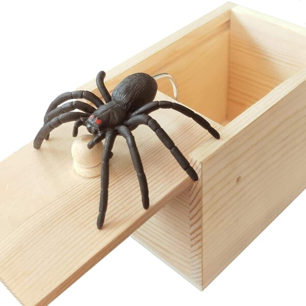 Caja Madera Sorpresa Araña Falsa Escondida Para Bromas Variante Modelo Madera