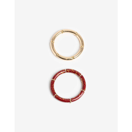 Set De Pulseras Metal Y Resina Dorado