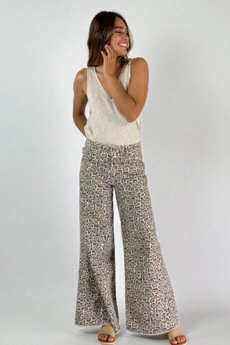 PANTALON JEAN ROMEO PRINT Beige