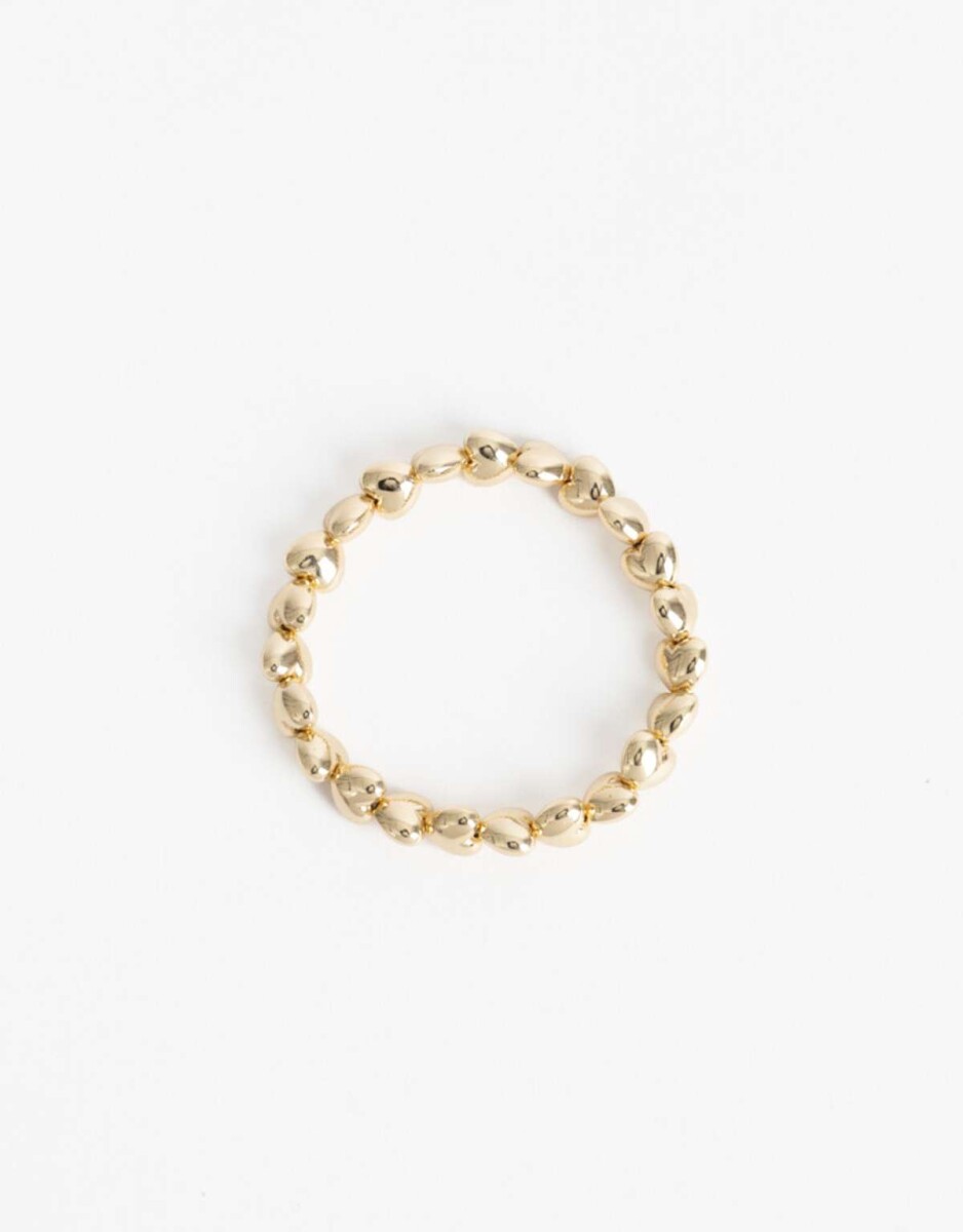 Pulsera Elastica Corazones Metal - Dorado 