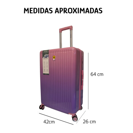 Valija Mediana Rígida 4 Ruedas 360 Con Candado Tsa Rosa/purpura