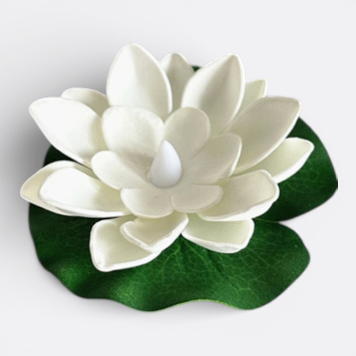 Flor De Loto Con Luz Decorativa - Blanco 