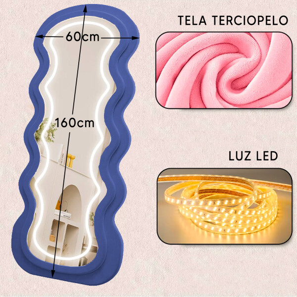 Espejo Ondulado Con Luz Led Led-m-01 AZUL