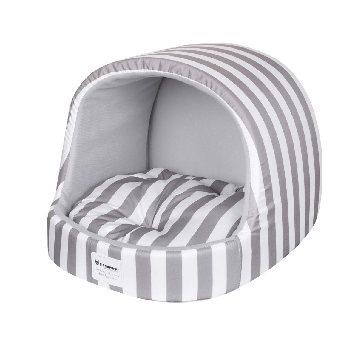 CAMA MASCOTAS CASITA C/ABERTURA - TELA BLANCO BLACKPUPPY 