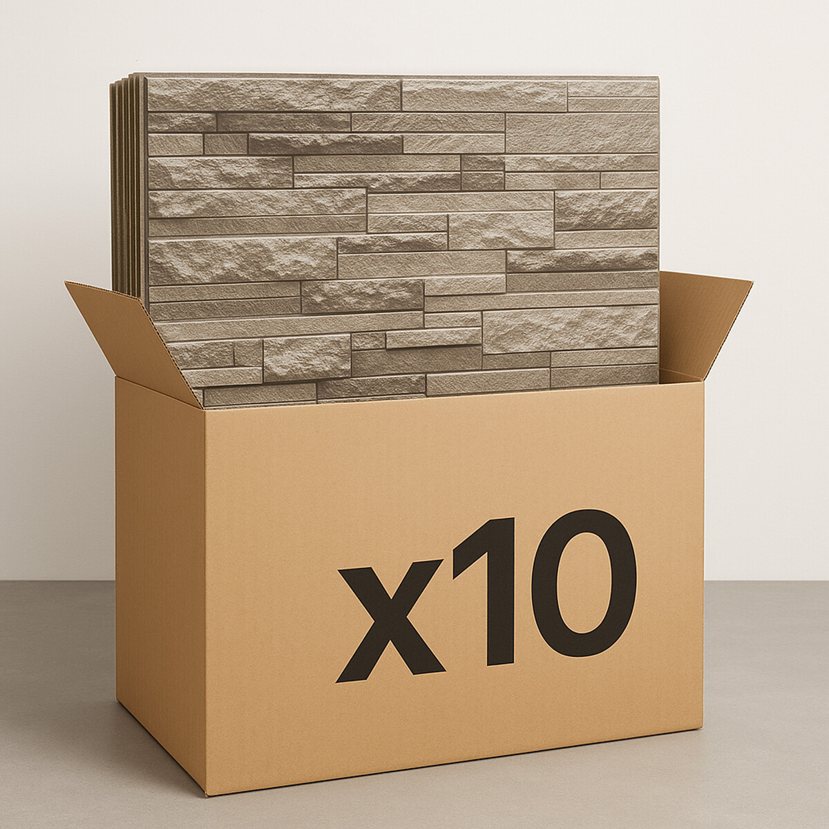 Panel Revestimiento Placa Pared Autoadhesiva Pack x10 - Piedra beige 